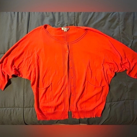 Christopher Fischer 3/4 Sleeve Dolman Cotton Cardigan Orange - Picture 1 of 8
